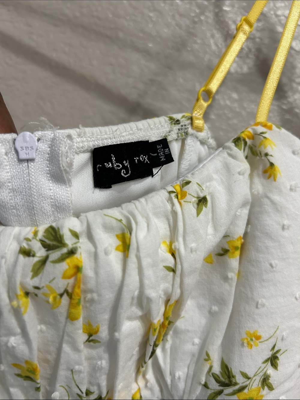 Ruby Rox Women’s White Yellow Floral Sundress Bow Tie Sleeveless Summer Sz 7 - Picture 3 of 8